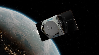 A rendered image of the Apex Aries in orbit flying a telecom payload.