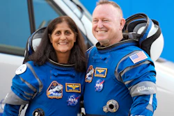 NASA astronauts Suni Williams, left, and Butch Wilmore stand together for a photo enroute to the launch pad at Space Launch Complex 41 Wednesday, June 5, 2024, in Cape Canaveral, Fla., for their liftoff on the Boeing Starliner capsule to the international space station.