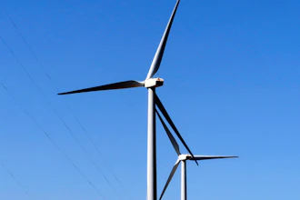 Land-based wind turbines spin in Atlantic City, N.J.
