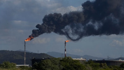 Gas is flared at the Jose Antonio Anzoategui oil complex in Barcelona, Anzoategui State, Venezuela.