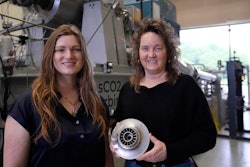 Cindy Taff, right, and Brianna Byrd, left, with Sage Geosystems, a startup that aims to make clean electricity, pose while visiting Southwest Research Institute where testing and research is taking place in San Antonio, Monday, April 1, 2024.