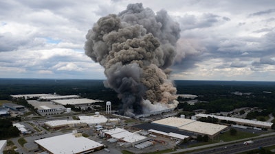 Smoke billows from a fire at the BioLab facility in Conyers, Ga., Sunday, Sept. 29, 2024.