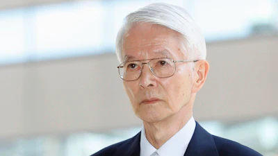 Former Tokyo Electric Power Co. (TEPCO) chairman Tsunehisa Katsumata arrives at Tokyo District Court in Tokyo Thursday, Sept. 19, 2019.