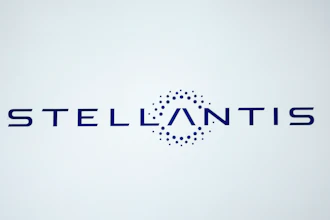 A Stellantis logo is shown at the North American International Auto Show in Detroit, Sept. 13, 2023.