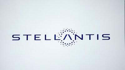 A Stellantis logo is shown at the North American International Auto Show in Detroit, Sept. 13, 2023.