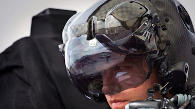 The helmet display of an F-35 pilot.