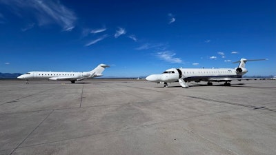 The DSaT system, housed on a civilian aircraft (right), was successfully showcased at Vanguard 24, aligning with the Army’s Global 6500 Jet Trainer (left). Vanguard provides a venue to test emerging technologies, tools and concepts that address specific capability gaps and future warfighting requirements.