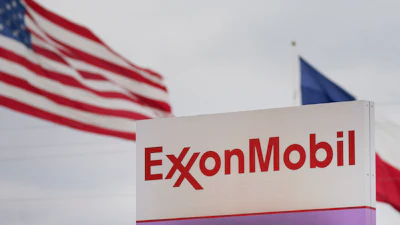An ExxonMobil fuel storage and distribution facility is shown in Irving, Texas, on Jan. 25, 2023.