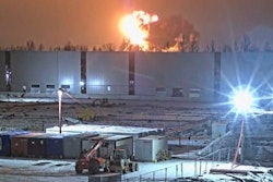 Photo taken from video of a DHL cargo plane crash near Vilnius, Lithuania, Nov. 25, 2024.