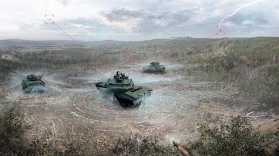 Guided missiles and adjacent threats being targeted by BAE Systems laser countermeasure system.