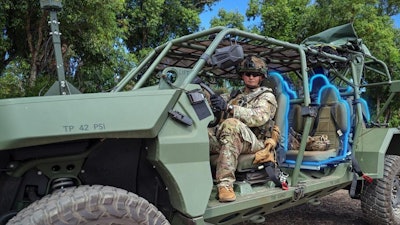 Infantry Squad Vehicle with integrated wireless charging.