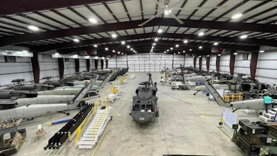 Assembly floor at Ace Aeronautics, LLC, one of the world's largest resellers of Black Hawk helicopters.