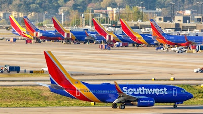 Southwest Airline jets at the Atlanta, Georgia airport.