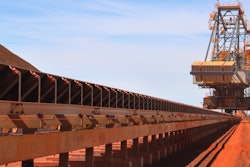 Conveyor belt moving iron ore in Western Australia's Pilbara region.