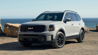 This photo provided by Kia shows the 2025 Telluride. It boasts a quiet cabin, impressive tech, extensive standard features and adult-friendly third-row seating.