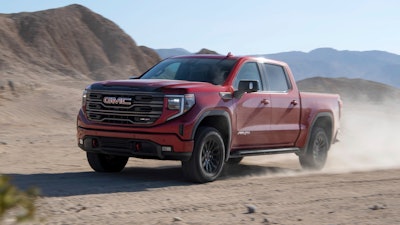 This photo provided by GMC shows the 2025 GMC Sierra AT4X, an all-terrain-themed trim that comes standard with a 305-horsepower turbocharged diesel engine.