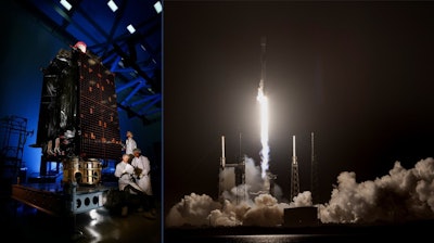 From its clean room at Lockheed Martin in Colorado (left) to its launch pad at Cape Canaveral Space Force Station, GPS III SV07’s journey to space is seen here.