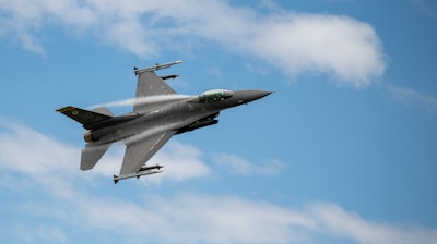 A U.S. Air Force F-16 Fighting Falcon aircraft.