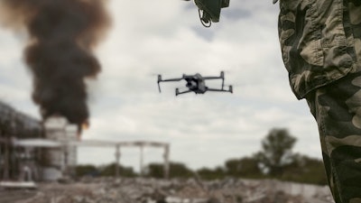 A Nearthlab drone within a military site.