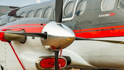 The turbine of a King Air 350 turboprop aircraft.