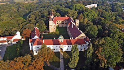 This photo released by Glogowek Town Hall shows Glogowek Castle in Glogowek, Poland, Aug. 5, 2022.