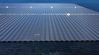 A floating solar farm operates on the Cottbuser Ostsee lake near Cottbus, Germany, Oct. 16, 2024.