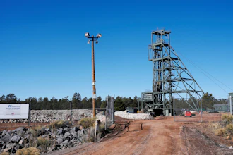 The front entrance at the Energy Fuels Inc. uranium Pinyon Plain Mine is shown on Wednesday, Jan. 31, 2024, near Tusayan, Ariz.