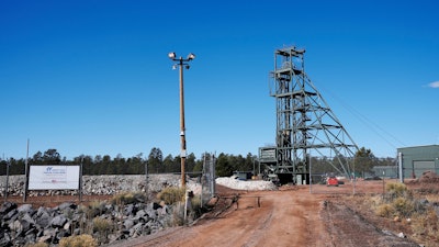 The front entrance at the Energy Fuels Inc. uranium Pinyon Plain Mine is shown on Wednesday, Jan. 31, 2024, near Tusayan, Ariz.
