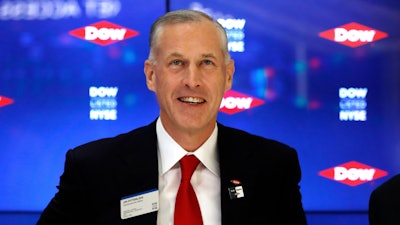 Dow CEO Jim Fitterling is photographed on the trading floor of the New York Stock Exchange, Tuesday, April 2, 2019.