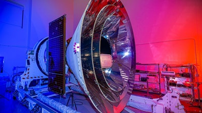 The SphereX Observatory inside the BAE Systems clean room in Boulder, Colorado.