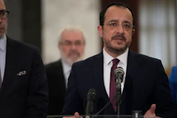 Cypriot President Nikos Christodoulides, speaks to journalists after he met with his Lebanese counterpart Joseph Aoun, at the presidential palace in Baabda, east of Beirut, Lebanon, Friday, Jan. 10, 2025.