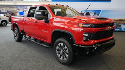 A 2024 Chevrolet Silverado 2500 HD Custom truck is shown at the Pittsburgh International Auto Show in Pittsburgh, Feb. 15, 2024.