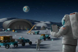 Artist’s rendering of astronauts managing logistics on the lunar surface.