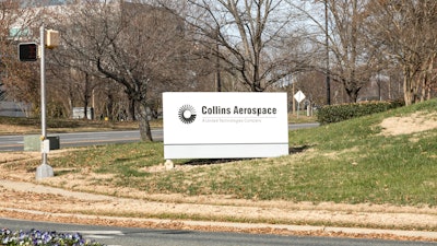 A Collins Aerospace sign in Charlotte, NC.