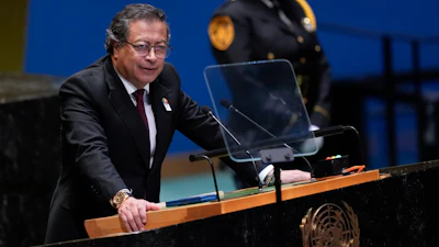 Colombia President's Gustavo Petro addresses the 79th session of the United Nations General Assembly at United Nations headquarters, Sept. 24, 2024.