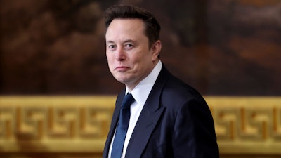 Elon Musk arrives before the 60th Presidential Inauguration in the Rotunda of the U.S. Capitol in Washington, Monday, Jan. 20, 2025.