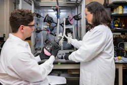 University of Delaware Assistant Professor Catherine Fromen and current graduate student Dominic Hoffman work with an adaptable lung model that can replicate realistic breathing maneuvers and offer personalized evaluation of aerosol therapeutics under various combinations of breathing conditions, formulations and parameters. They are testing to see the effectiveness of inhalable medications in the model.