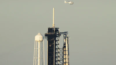A SpaceX Falcon 9 rocket with a crew of four aboard the Crew Dragon spacecraft scrubbed prior to liftoff for a mission to the International Space Station from pad 39A at the Kennedy Space Center in Cape Canaveral, Fla., Wednesday, March 12, 2025.