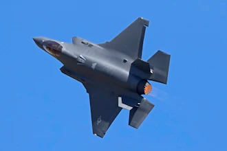U.S. Air Force fighter aircraft F-35 performs aerobatic maneuvers on the third day of the Aero India 2025, a biennial event, at Yelahanka air base in Bengaluru, India, Wednesday, Feb. 12, 2025.