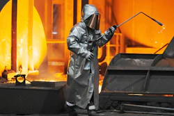 A steel worker is seen during a visit of EU Commissioner for Prosperity and Industrial Strategy Stephane Sejourne at the Thyssenkrupp steelworks in Duisburg, Germany, after the EU Steel Action plan was presented, Thursday, March 20, 2025.
