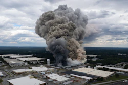 Smoke billows from a fire at the BioLab facility in Conyers, Ga., Sept. 29, 2024.