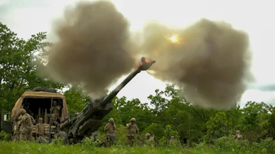 The M777 howitzer in action.
