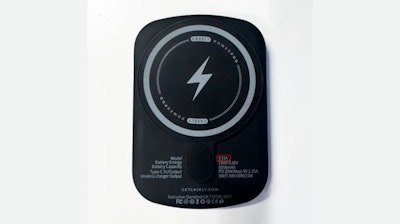 Recalled Casely wireless portable power bank (back of pod).