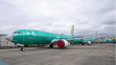 Boeing 737 MAX airliners are pictured at the company's factory on Thursday, Sept. 12, 2024, in Renton, Wash.