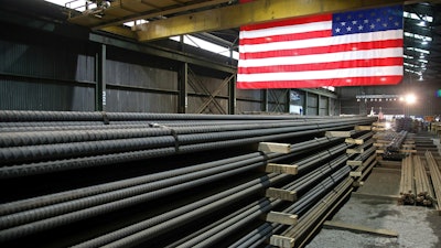 Steel rods produced at the Gerdau Ameristeel mill in St. Paul, Minn., await shipment, May 9, 2019.