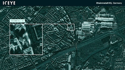 ICEYE satellites picking up picture of Rheinmetall HQ via satellite.