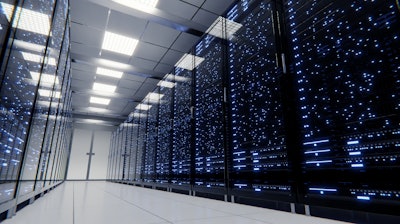 A supercomputer server room.