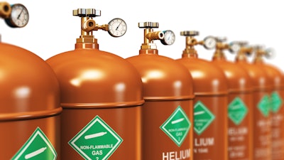 Helium gas tanks in a row.