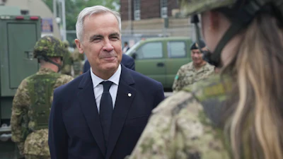 Canada Prime Minister Mark Carney visits Fort York Armoury in Toronto, Canada, before making an announcement on Monday, June 9, 2025.