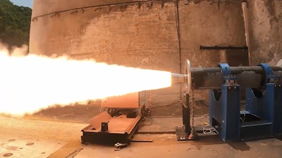 The PrSM solid rocket motor static qualification test.